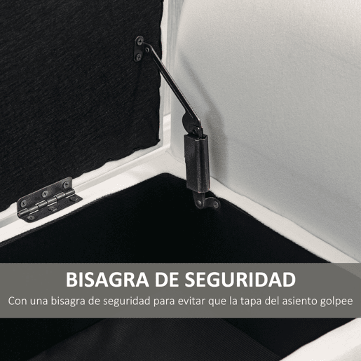 HOMCOM Banco para Pé de Cama Estofado em Veludo Banco de Armazenamento Acolchoado com Tampa Apoio para os Braços Pés de Madeira para Dormitório Sala de Estar 111,5x41x65cm Branco Creme