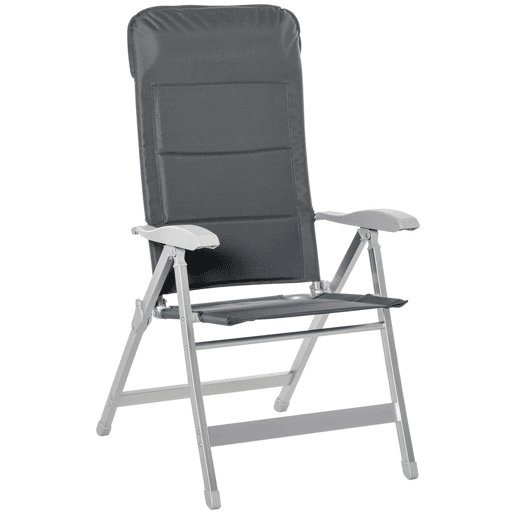 Outsunny Cadeira de Jardim Dobrável Portátil em Alumínio com Encosto Alto Ajustável em 8 Posições e Apoio de Cabeça Acolchoado para Exterior, Terraço, Camping 75x61,5x115 cm Cinzento