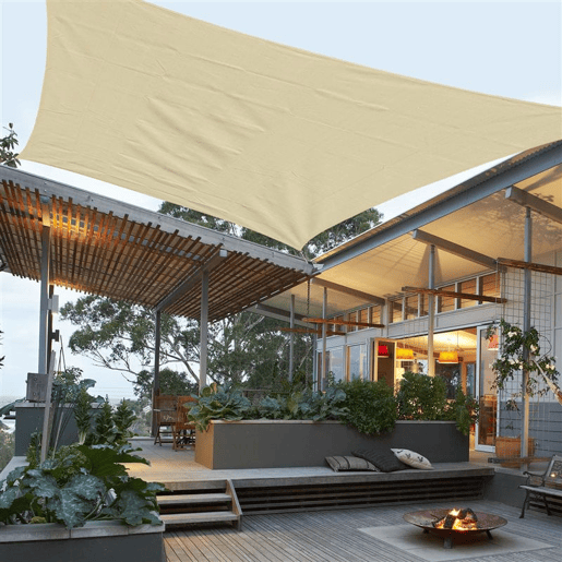 Outsunny Vela de Sombra Retangular 3x4 m Toldo Vela de HDPE com Proteção UV Aneis em Forma de D e Cordas para Jardim Pátio Piscina Areia