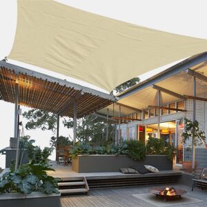 Outsunny Vela de Sombra Retangular 3x4 m Toldo Vela de HDPE com Proteção UV Aneis em Forma de D e Cordas para Jardim Pátio Piscina Areia