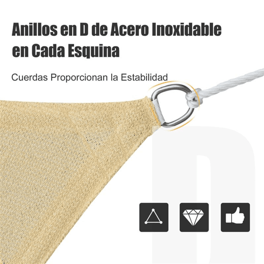 Outsunny Vela de Sombra Retangular 3x4 m Toldo Vela de HDPE com Proteção UV Aneis em Forma de D e Cordas para Jardim Pátio Piscina Areia