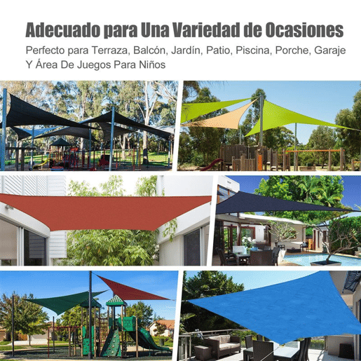 Outsunny Vela de Sombra Retangular 3x4 m Toldo Vela de HDPE com Proteção UV Aneis em Forma de D e Cordas para Jardim Pátio Piscina Areia