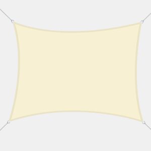 Outsunny Vela de Sombra Retangular 3x4 m Toldo Vela de Poliéster com Proteção UV Aneis em Forma de D e Cordas para Jardim Pátio Piscina Creme