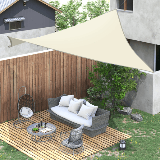 Outsunny Vela de Sombra Retangular 3x4 m Toldo Vela de Poliéster com Proteção UV Aneis em Forma de D e Cordas para Jardim Pátio Piscina Creme