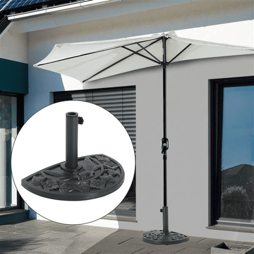 Outsunny Base para Chapéu de Sol Semicircular 9 kg Base para Chapéu de Sol Apto para Mastros de 35 mm 38mm e 48 mm Preenchido dom Cimento para Varanda Pátio 50x32x32cm Preto