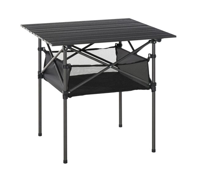Outsunny mesa de camping plegable mesa plegable portátil multifuncional con espacio almacenaje de malla y bolsa de transporte para jardín balcón patio exterior 70x70x69 cm negro