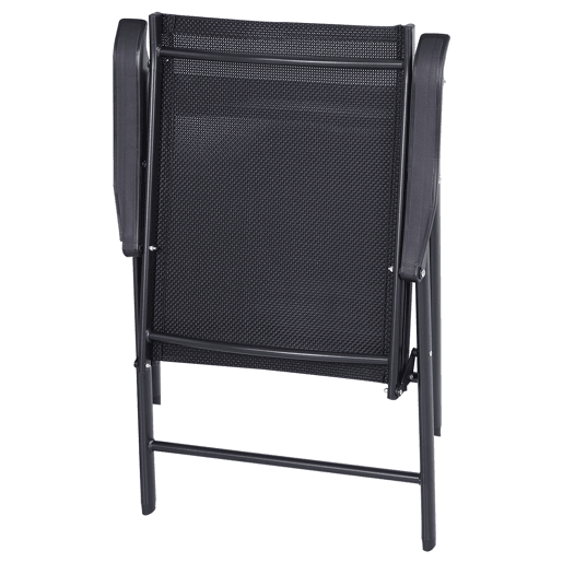 Outsunny Conjunto de 2 Cadeiras Dobráveis para Exterior com Apoio para o Braço Cadeiras para Jardim com Textilene e Metal Carga 110 kg 58x64x94 cm Preto