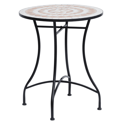 Outsunny Mesa de Jardim Mesa Mosaico Cerâmica e Redonda Mesita de Café para Varanda Terraço F60x71cm