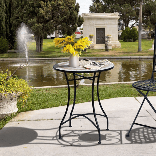 Outsunny Mesa de Jardim Mesa Mosaico Cerâmica e Redonda Mesita de Café para Varanda Terraço F60x71cm
