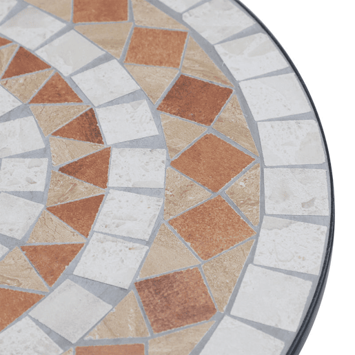 Outsunny Mesa de Jardim Mesa Mosaico Cerâmica e Redonda Mesita de Café para Varanda Terraço F60x71cm
