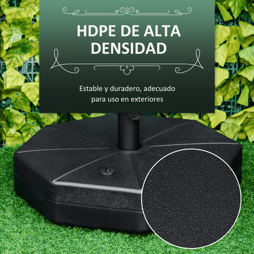 Outsunny Base para Chapéu de Sol Portátil Base para Chapéu de Sol Recarregável para Mastros de F3,8cm e F4,8cm Preto