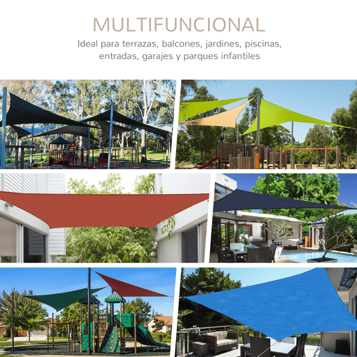 Outsunny Vela de Sombra Triangular 6x6x6 m Toldo Vela de Poliéster com Proteção UV Aneis em Forma de D e Cordas para Jardim Pátio Piscina Areia