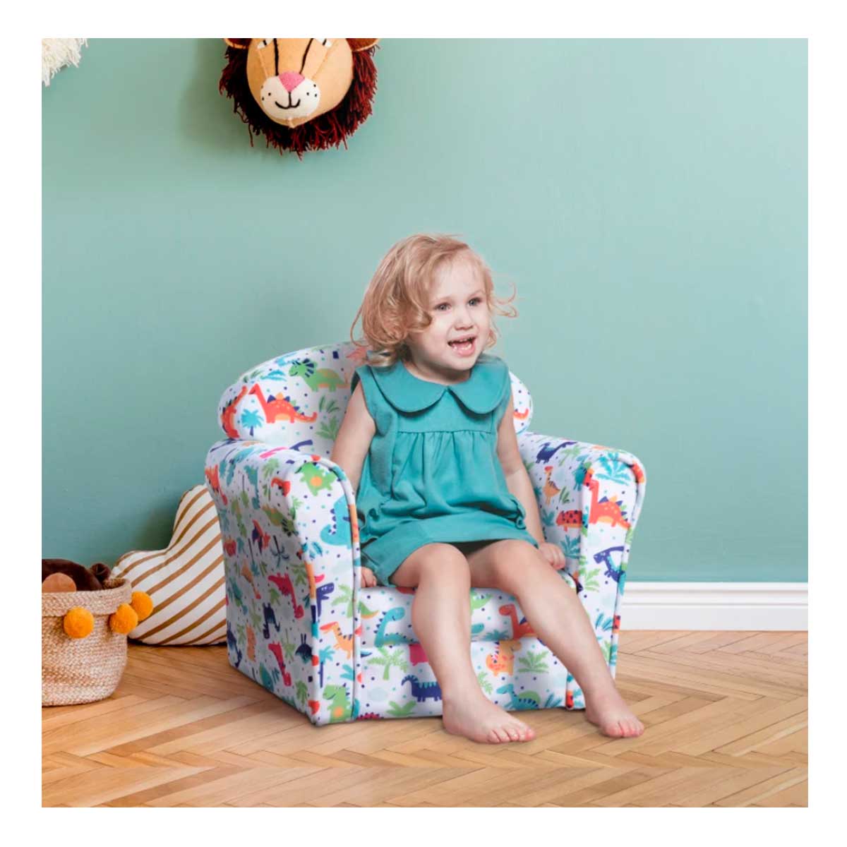 Sillón Infantil Madera, Franela y Espuma HOMCOM
