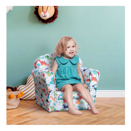 HOMCOM Poltrona para Crianças acima de 3 Anos com Desenhos de Foguete Estrutura de Madeira e Estofado em Flanela 50x39x44 cm Multicor