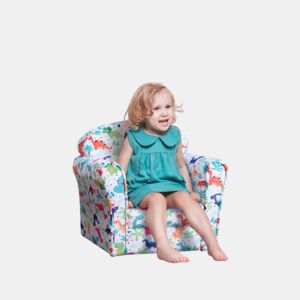 HOMCOM Poltrona para Crianças acima de 3 Anos com Desenhos de Foguete Estrutura de Madeira e Estofado em Flanela 50x39x44 cm Multicor