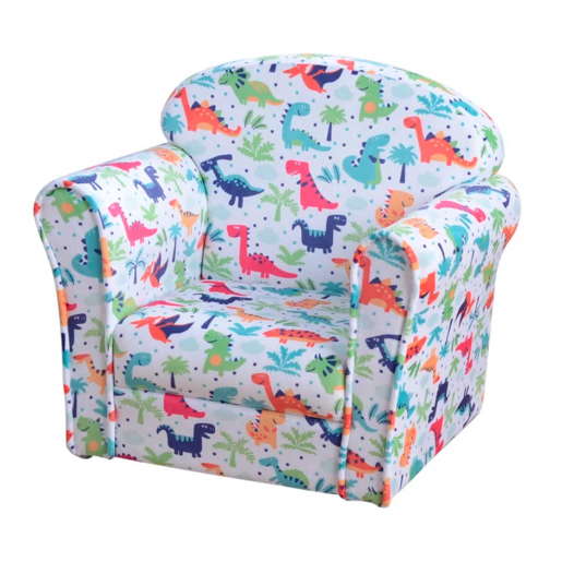 HOMCOM Poltrona para Crianças acima de 3 Anos com Desenhos de Foguete Estrutura de Madeira e Estofado em Flanela 50x39x44 cm Multicor