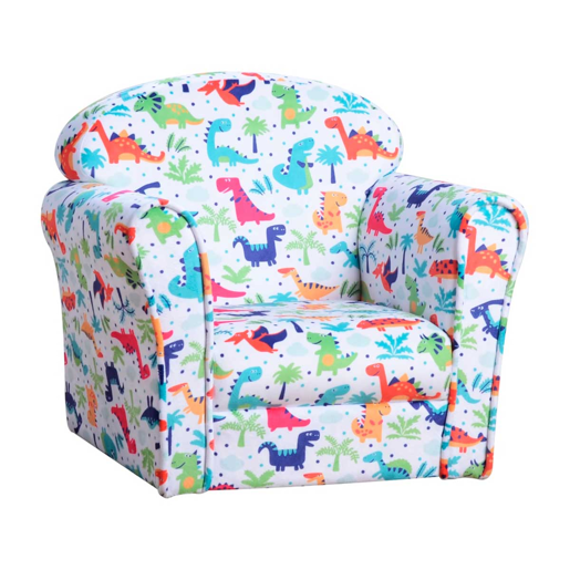 HOMCOM Poltrona para Crianças acima de 3 Anos com Desenhos de Foguete Estrutura de Madeira e Estofado em Flanela 50x39x44 cm Multicor