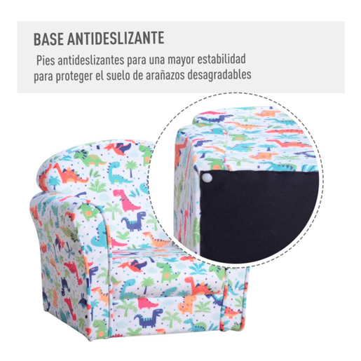 HOMCOM Poltrona para Crianças acima de 3 Anos com Desenhos de Foguete Estrutura de Madeira e Estofado em Flanela 50x39x44 cm Multicor