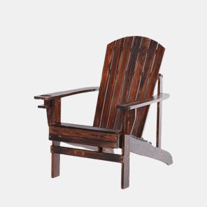 Outsunny Cadeira Adirondack de Madeira Cadeira de Jardim com Apoio para os Braços Encosto Alto para Terraço Balcão Exterior 72,5x97x96cm Marrom
