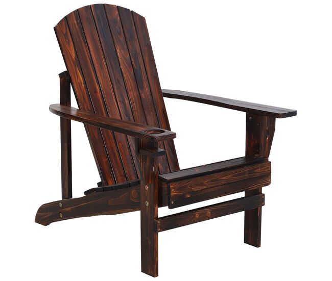 Outsunny silla adirondack de madera silla de jardín con reposabrazos y respaldo alto para terraza balcón exterior 72x95x93 cm marrón