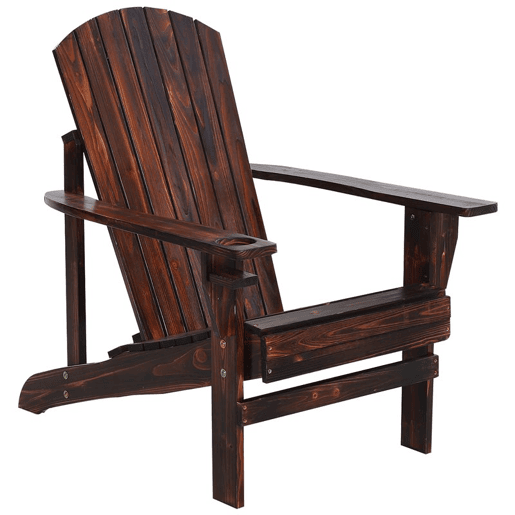 Outsunny Cadeira Adirondack de Madeira Cadeira de Jardim com Apoio para os Braços Encosto Alto para Terraço Balcão Exterior 72,5x97x96cm Marrom
