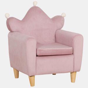 HOMCOM Poltrona Infantil Mini Sofá para Crianças Acima de 3 Anos com Assento Acolchoado Apoio para os Braços e Estrutura de Madeira Carga Máxima 45kg 50x42x58cm Rosa