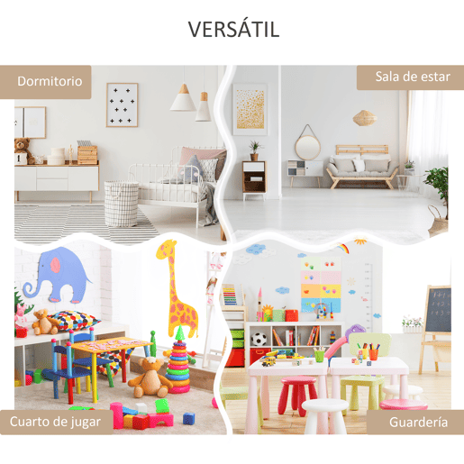 HOMCOM Estante de Madeira para Brinquedos com 3 Compartimentos 2 Cubos e Gaveta Móvel com 4 Rodas Estante para Livros Infantil para Dormitório Infantil Sala de Jogos 60x29,9x90cm Branco