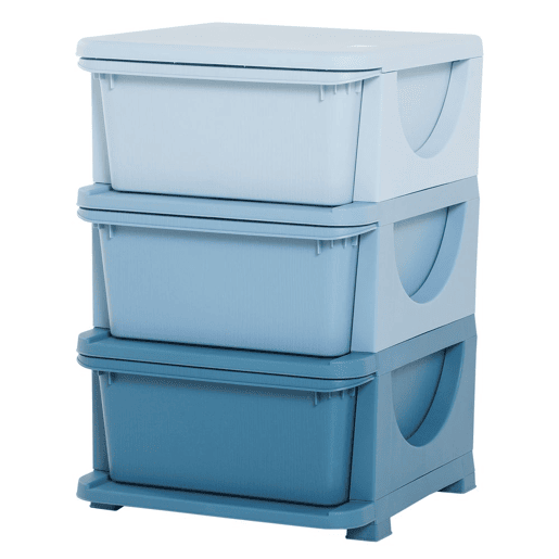 HOMCOM Organizador de Brinquedos para Crianças acima de 3 Anos com 3 Gavetas Arrumação para Brinquedos Roupas Livros 37x37x56,5 cm Azul