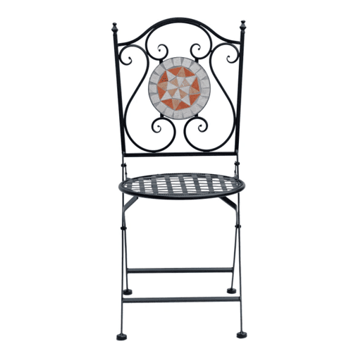 Outsunny Conjunto de 2 Cadeiras Dobráveis de Jardim Cadeiras com Mosaico para Varanda Pátio Carga Máxima 120 kg 50x40x94,5 cm Preto