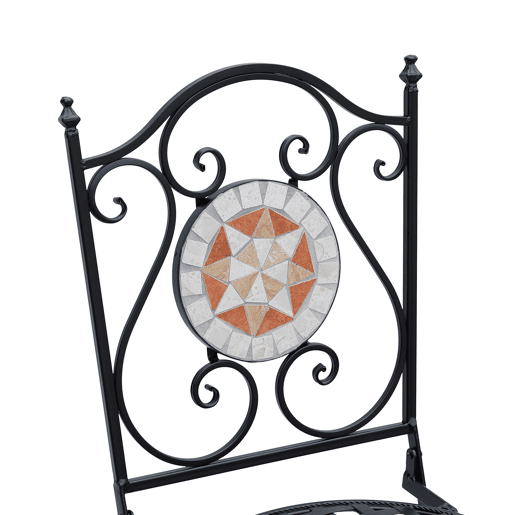 Outsunny Conjunto de 2 Cadeiras Dobráveis de Jardim Cadeiras com Mosaico para Varanda Pátio Carga Máxima 120 kg 50x40x94,5 cm Preto