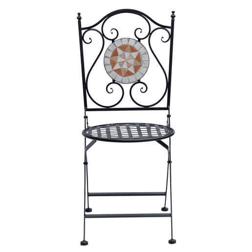 Outsunny Conjunto de 2 Cadeiras Dobráveis de Jardim Cadeiras com Mosaico para Varanda Pátio Carga Máxima 120 kg 50x40x94,5 cm Preto