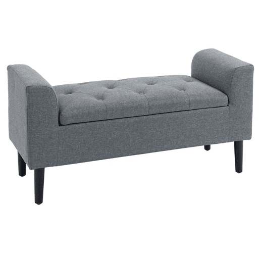 HOMCOM Banco para Pé de Cama Acolchoado com Espaço de Armazenamento Banco Multifuncional com Braços Tampa e Pés de Madeira para Dormitórios Sala de Estar 116x44x58 cm Cinza HOMCOM Banco para Pé de Cama Acolchoado com Espaço de Armazenamento Banco Multifuncional com Braços Tampa e Pés de Madeira para Dormitórios Sala de Estar 116x44x58 cm Cinza