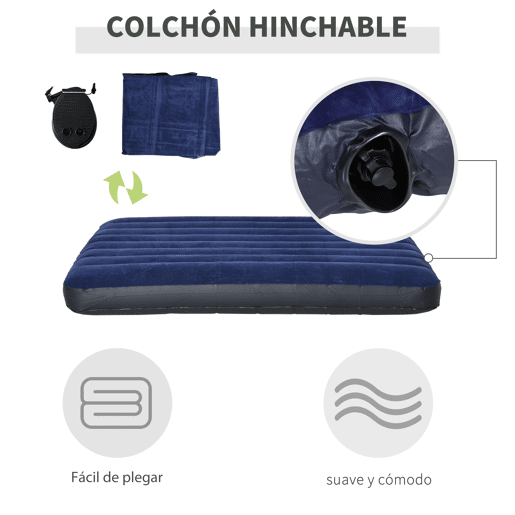 Outsunny Cama Dupla de Camping Dobrável com Tenda 4 em 1 Cama de Campismo Elevada com Colchão Insuflável e Saco de Transporte em Tecido Oxford 600D Aço 193x145x180 cm Verde