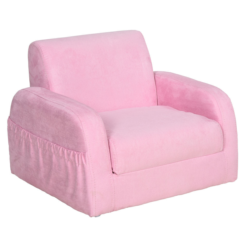 Homcom sillón para niños de 3 años sofá transformable diseño 2 en 1 cama infantil plegable de 2 posiciones con reposabrazos asiento ancho acolchado 47x45x38 cm rosa