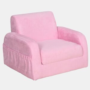 HOMCOM Poltrona Infantil Poltrona 2 em 1 para Crianças Dobrável em 2 Posições com Apoio de Braços e Assento Acolchoado 47x45x38cm Rosa