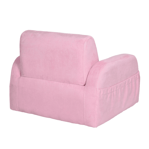 HOMCOM Poltrona Infantil Poltrona 2 em 1 para Crianças Dobrável em 2 Posições com Apoio de Braços e Assento Acolchoado 47x45x38cm Rosa