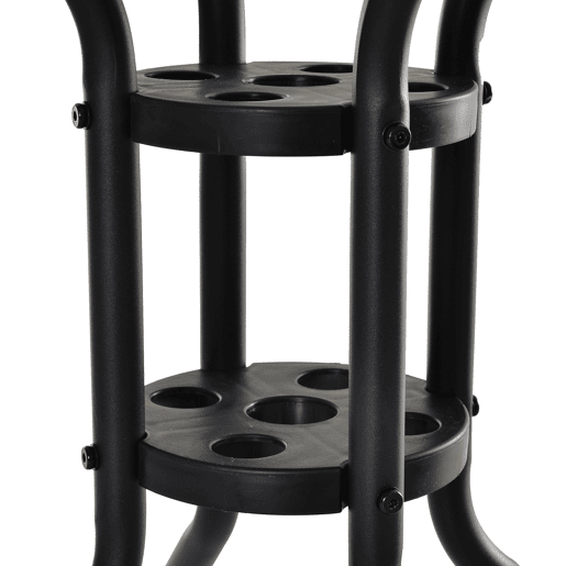 Outsunny Mesa de Jardim Redonda Mesa Sala de Jantar de Cristal Temperado com Orifício para Chapéu de Sol Estrutura Metálica para Pátio Terraço Exterior Ø80x72cm Preto
