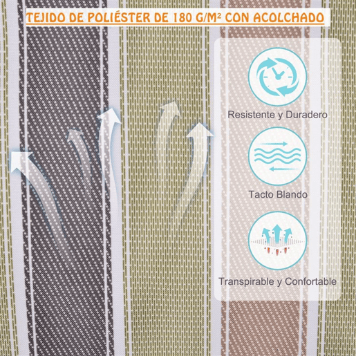 Outsunny Cadeira Rede Suspensa com Estampa em Listras Almofada de Apoio para a Cabeça Cadeira Rede Baloiço para Interior e Exterior Carga Máxima 105kg 100x106cm Multicor