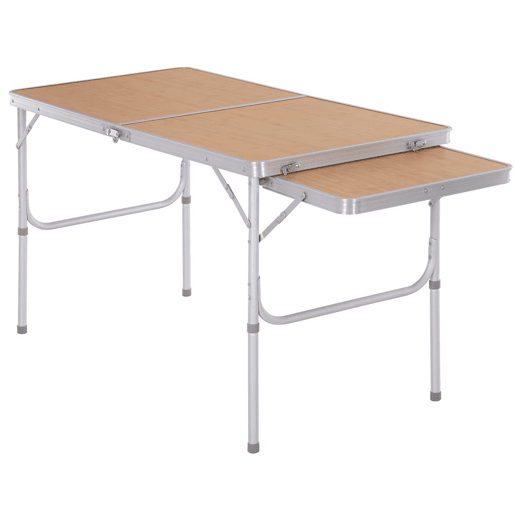 Mesa Dobrável de Camping Portátil com Aba Rebatível Mesa de Piquenique com Tampo MDF Estrutura Leve em Alumínio Suporta 30kg Altura Ajustável 153x60x3971cm