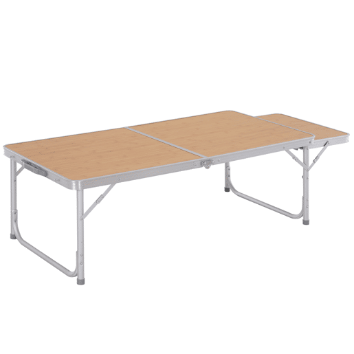 Mesa Dobrável de Camping Portátil com Aba Rebatível Mesa de Piquenique com Tampo MDF Estrutura Leve em Alumínio Suporta 30kg Altura Ajustável 153x60x3971cm