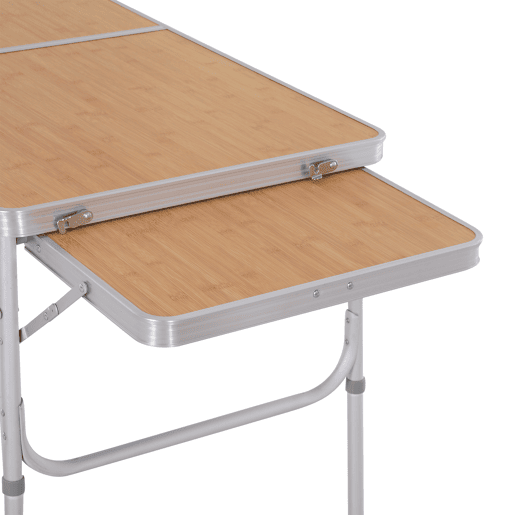 Mesa Dobrável de Camping Portátil com Aba Rebatível Mesa de Piquenique com Tampo MDF Estrutura Leve em Alumínio Suporta 30kg Altura Ajustável 153x60x3971cm