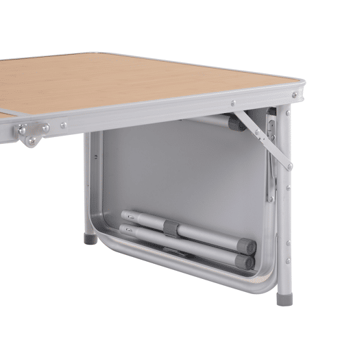 Mesa Dobrável de Camping Portátil com Aba Rebatível Mesa de Piquenique com Tampo MDF Estrutura Leve em Alumínio Suporta 30kg Altura Ajustável 153x60x3971cm