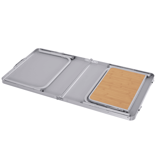 Mesa Dobrável de Camping Portátil com Aba Rebatível Mesa de Piquenique com Tampo MDF Estrutura Leve em Alumínio Suporta 30kg Altura Ajustável 153x60x3971cm