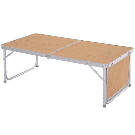 Mesa Dobrável de Camping Portátil com Aba Rebatível Mesa de Piquenique com Tampo MDF Estrutura Leve em Alumínio Suporta 30kg Altura Ajustável 153x60x3971cm
