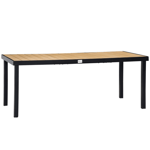 Outsunny Mesa de Jardim Retangular Mesa de Exterior para 8 Pessoas com Bancada de Ripas e Estrutura de Alumínio para Terraço Balcão 190x90x74cm Natural e Preto