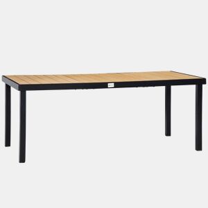 Outsunny Mesa de Jardim Retangular Mesa de Exterior para 8 Pessoas com Bancada de Ripas e Estrutura de Alumínio para Terraço Balcão 190x90x74cm Natural e Preto