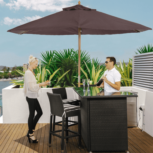 Outsunny Chapéu de Sol Ø250x230cm Chapéu de Sol com Mastro de Madeira com 6 Hastes Sistema de Polia com Fixação para Jardim Pátio Terraço Marrom Outsunny Chapéu de Sol Ø250x230cm Chapéu de Sol com Mastro de Madeira com 6 Hastes Sistema de Polia com Fixação para Jardim Pátio Terraço Marrom