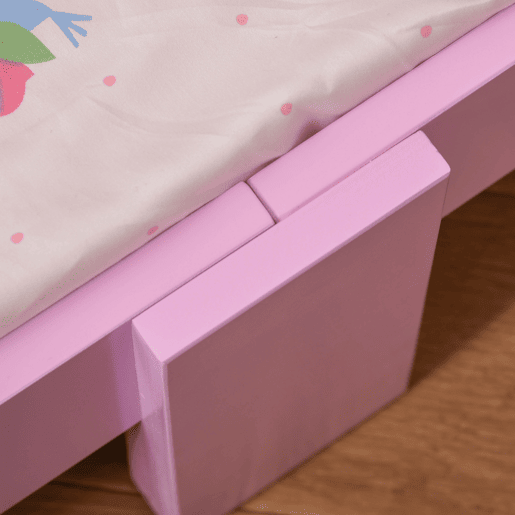 HOMCOM Cama Infantil acima de 3 Anos Cama para Crianças de Madeira com Barreira de Proteção Carga Máx. 50kg 143x73x60cm Rosa
