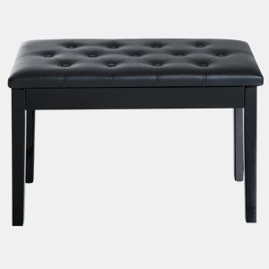 HOMCOM Banco de Piano Banco para Piano com Espaço de Armazenamento Assento de Couro Sintético Acolchoado Carga Máxima 200kg 76x36x50cm Preto