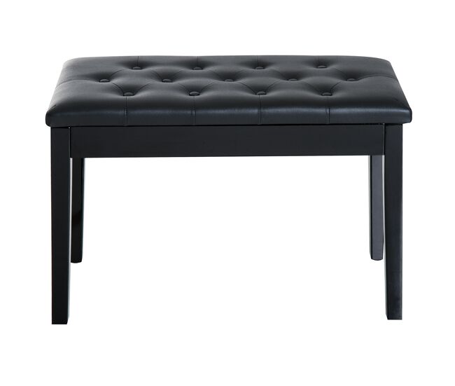 Homcom banco de piano con almacenamiento, banqueta de piano con asiento de cuero sintético, patas de madera, carga máxima 200 kg, 76x36x50 cm, negro